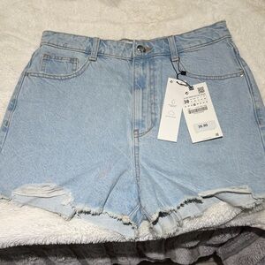 Zara Light Wash high rise Denim Jean Shorts